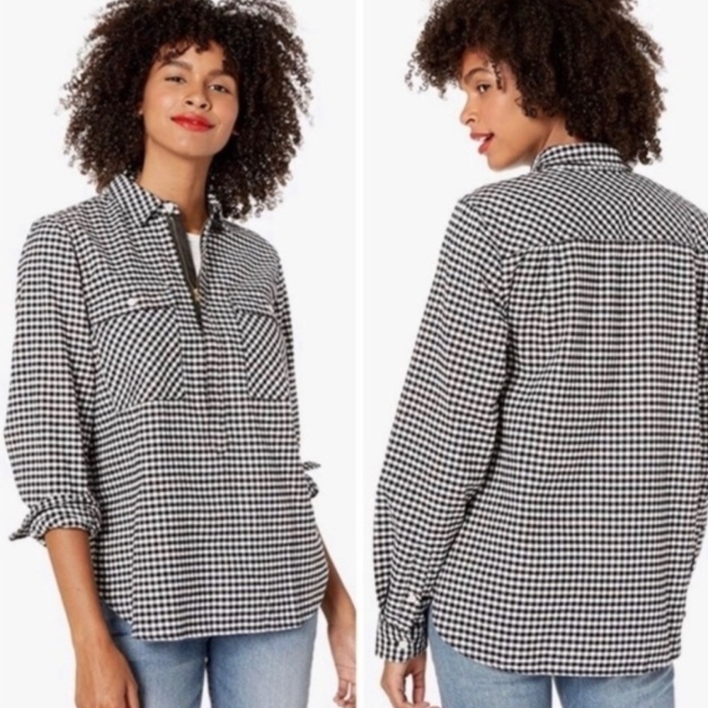 J. Crew Black and White Gingham Button Down Shirt